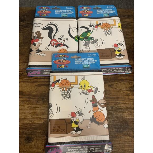 Imperial Other - 3x VTG Looney Tunes Sports Wallpaper Border NEW 15 Yards, 6.75” Tall ~BASKETBALL